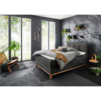 BOXBETT 120/200 cm,  in Anthrazit, Topper, H3 = fest  - Eichefarben/Anthrazit, MODERN, Holz/Textil (120/200cm) - Livetastic