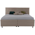 POLSTERBETT Matratze, Lattenrost, Bettkasten 200/200 cm  in Cappuccino  - Birkefarben/Silberfarben, KONVENTIONELL, Holz/Textil (200/200cm) - Esposa