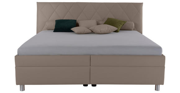POLSTERBETT Matratze, Lattenrost, Bettkasten 200/200 cm in Cappuccino - Birkefarben/Silberfarben, KONVENTIONELL, Holz/Textil (200/200cm) - Esposa