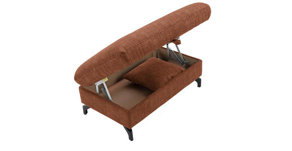 ECKSOFA in Flachgewebe, Leinenoptik Cognac 247/208 cm - Cognac/Schwarz, Design, Textil/Metall (247/208cm) - Xora