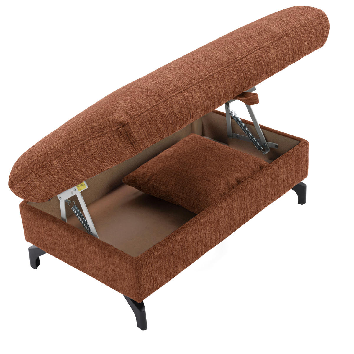 ECKSOFA in Flachgewebe, Leinenoptik Cognac  - Cognac/Schwarz, Modern, Textil/Metall (247/208cm) - Xora