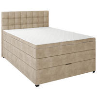 BOXSPRINGBETT 120/200 cm,  in Beige, Matratze, Bettkasten, Topper, H3 = fest  - Beige/Schwarz, KONVENTIONELL, Kunststoff/Textil (120/200cm) - Boxxx