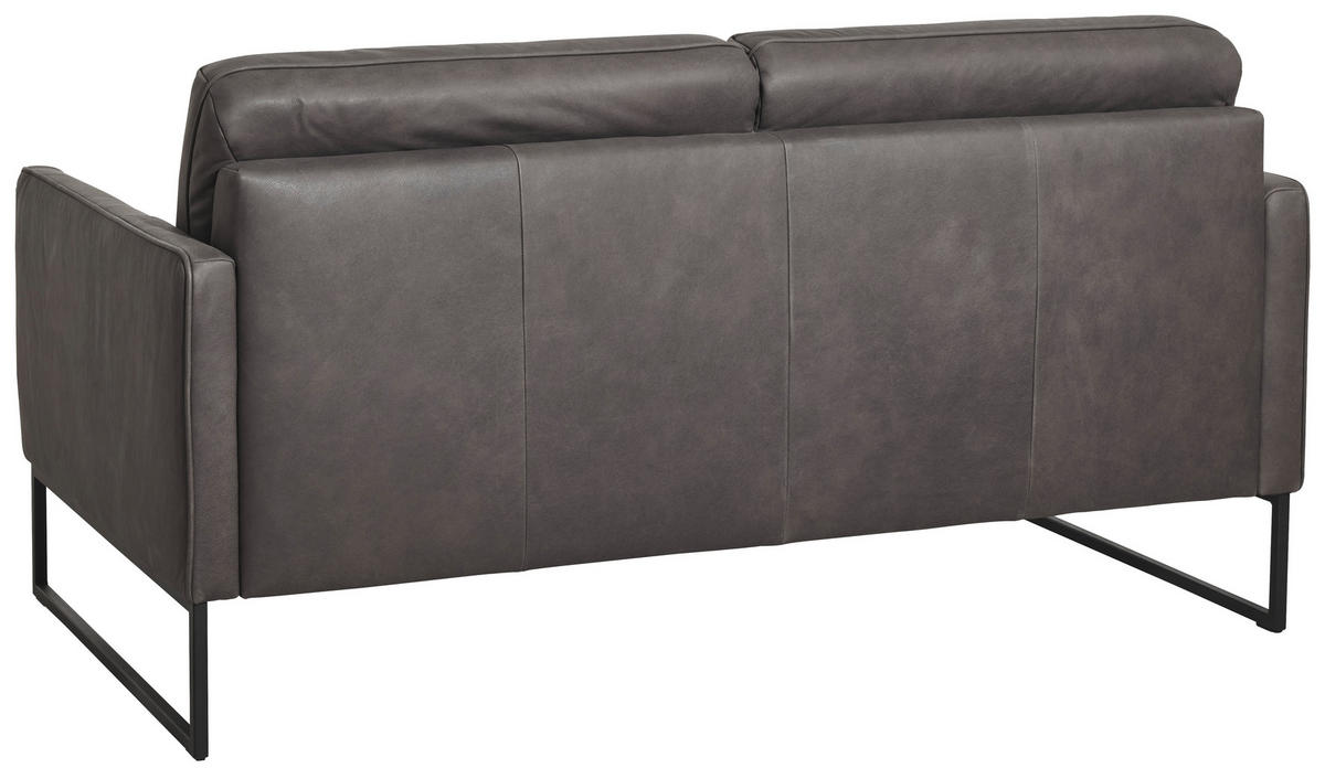 2,5-SITZER Braun Echtleder  - Anthrazit/Braun, Design, Leder/Metall (168/86/93cm) - Johann Jakob