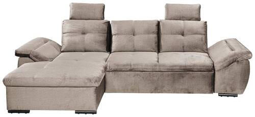 ECKSOFA in Mikrovelours Creme  - Creme/Schwarz, KONVENTIONELL, Kunststoff/Textil (170/275cm) - Carryhome