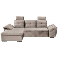 ECKSOFA in Mikrovelours Creme  - Creme/Schwarz, Konventionell, Kunststoff/Textil (170/275cm) - Carryhome
