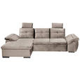 ECKSOFA Creme Mikrovelours  - Creme/Schwarz, KONVENTIONELL, Kunststoff/Textil (170/275cm) - Carryhome