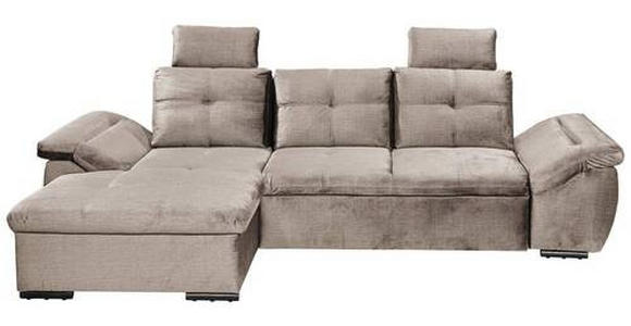 ECKSOFA Creme Mikrovelours  - Creme/Schwarz, KONVENTIONELL, Kunststoff/Textil (170/275cm) - Carryhome