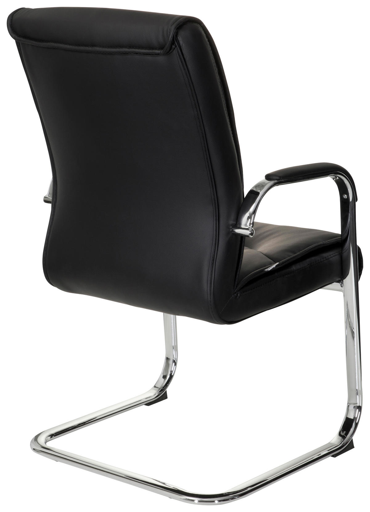 BESÖKSSTOL  i läderimitation svart, kromfärg  - kromfärg/svart, Modern, metall/textil (58/108/71cm) - MID.YOU