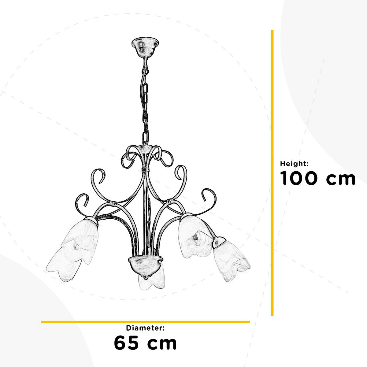 KRONLEUCHTER 4623 ODINO 65/65/100 cm   - Braun, KONVENTIONELL, Metall (65/65/100cm)