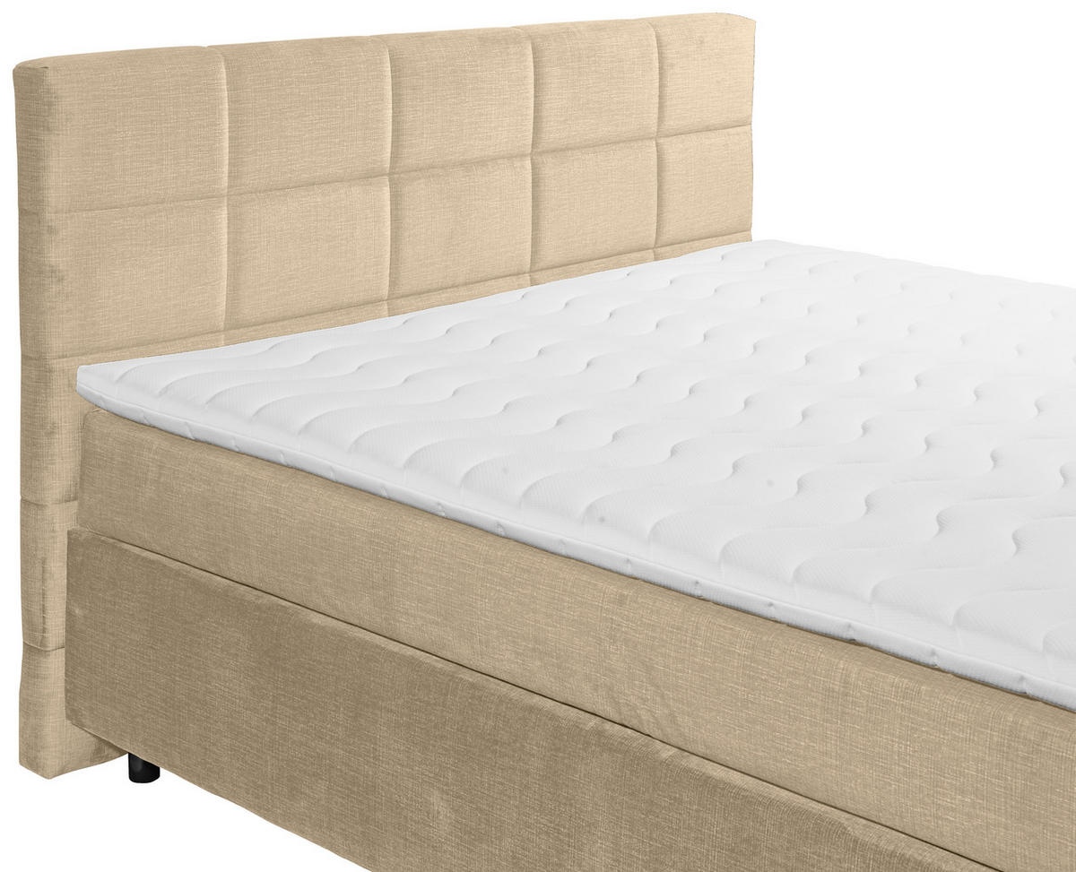 BOXSPRINGBETT 180/200 cm  in Creme  - Creme/Schwarz, Design, Holzwerkstoff/Kunststoff (180/200cm) - Xora