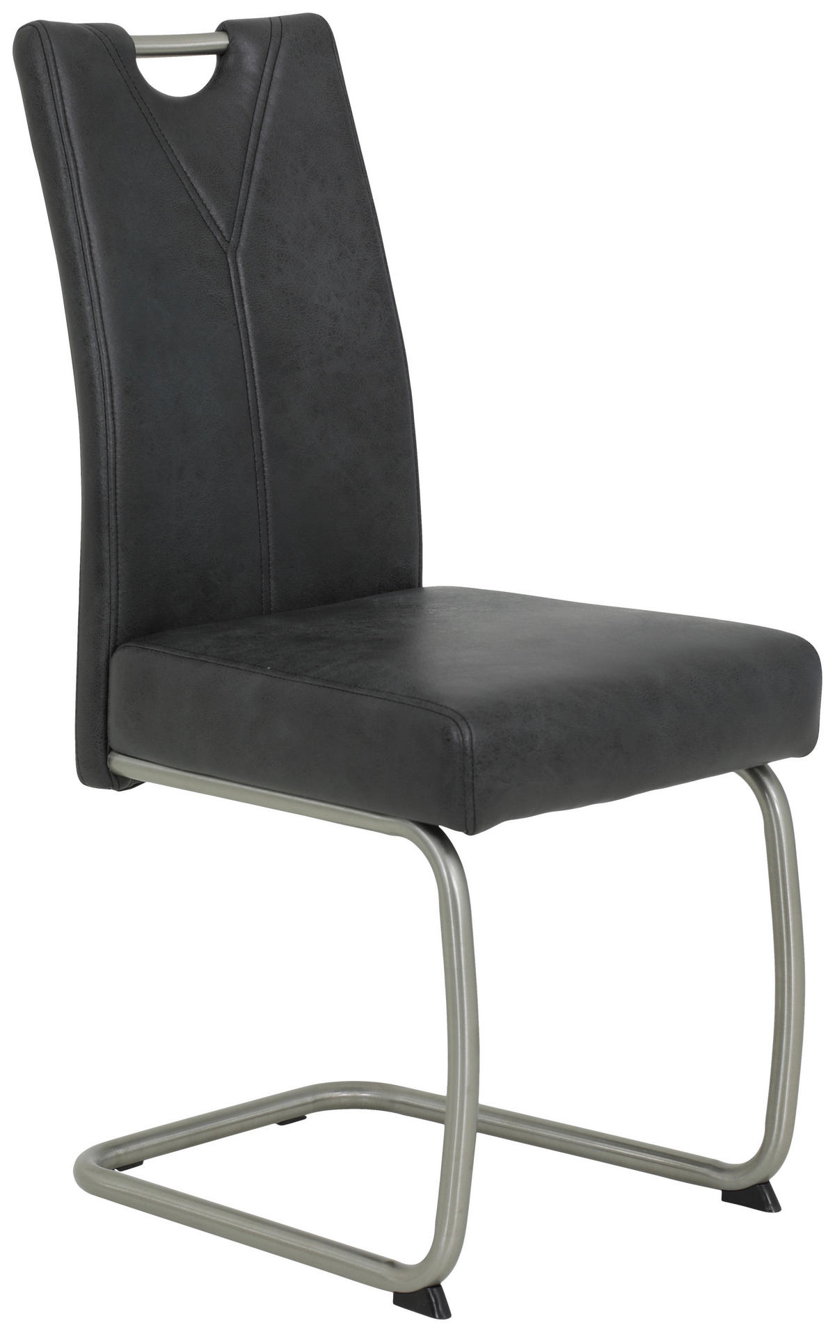 SCHWINGSTUHL-SET 4 Stück  in Edelstahl Mikrofaser  - Edelstahlfarben/Anthrazit, MODERN, Textil/Metall (43/99/58cm) - MID.YOU