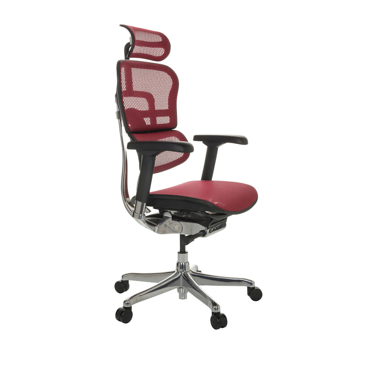 DREHSTUHL Netz Rot  - Rot/Silberfarben, Basics, Kunststoff/Textil (69/119-144/65cm) - MID.YOU