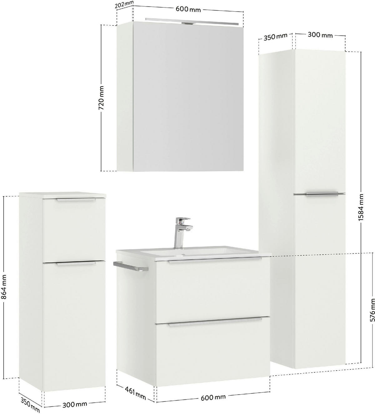 SPIEGELSCHRANK 60/72/21 cm  - Alufarben/Weiß, MODERN, Glas/Holzwerkstoff (60/72/21cm) - Nobilia