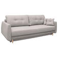 SCHLAFSOFA Webstoff Grau  - Buchefarben/Grau, KONVENTIONELL, Holz/Textil (220/90/95cm) - Carryhome