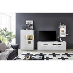 WOHNWAND  in Weiß, Eichefarben, Weiß Hochglanz  317,1/171/50,2 cm  - Eichefarben/Weiß Hochglanz, Design, Glas/Holzwerkstoff (317,1/171/50,2cm) - Xora