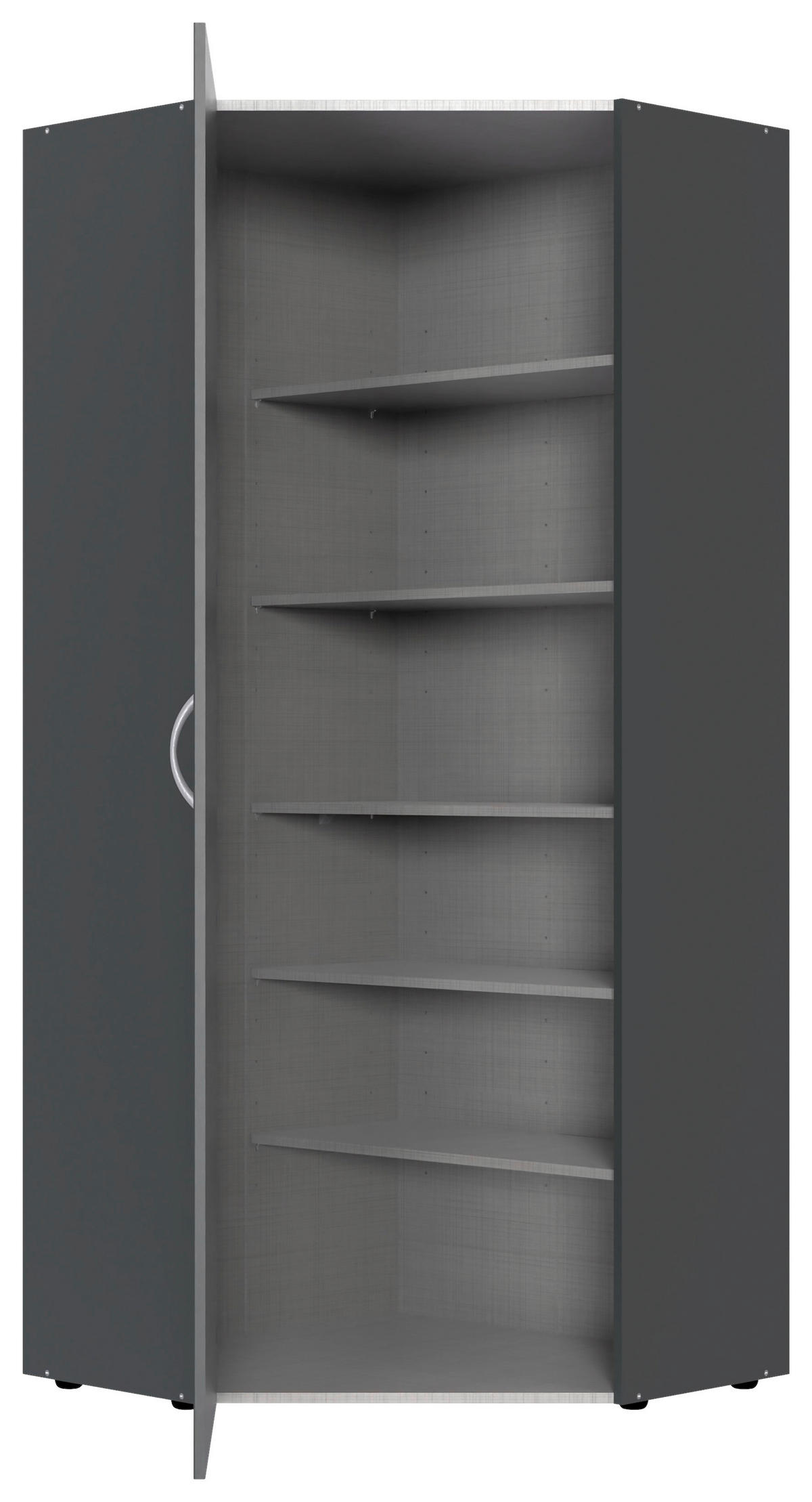 KOTNA OMARA, barve grafita  - barve aluminija/barve grafita, Konvencionalno, umetna masa/leseni material (80/185/80cm) - Xora