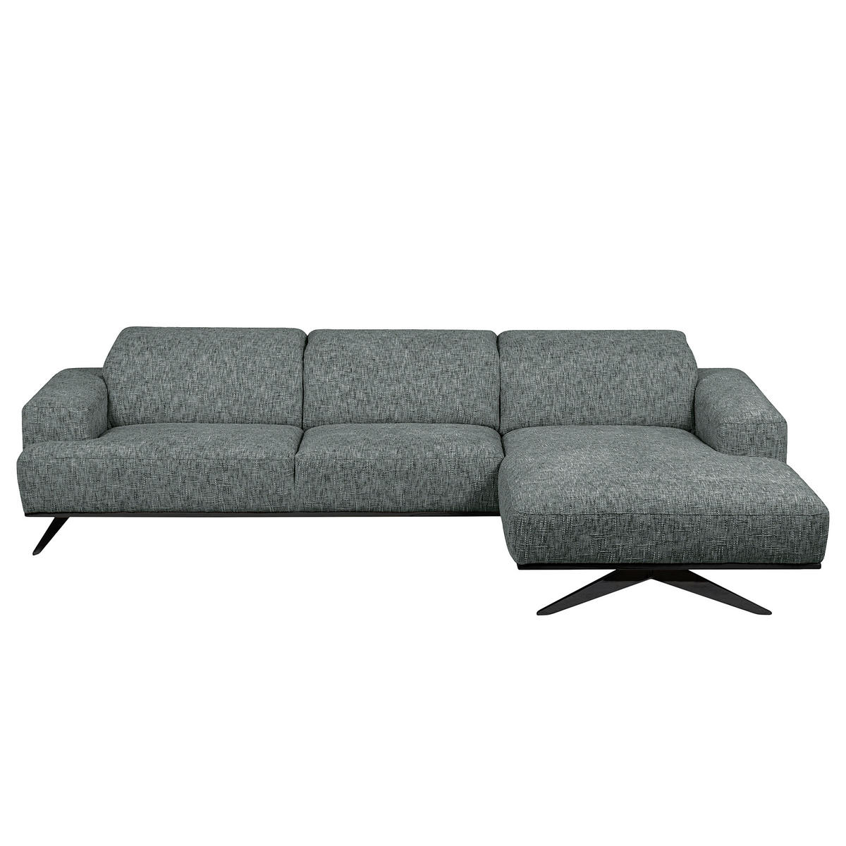 ECKSOFA PORTLAND Anthrazit Struktur Kopfteilverstellung  - Anthrazit/Schwarz, Design, Holz/Textil (295/187cm) - Livetastic