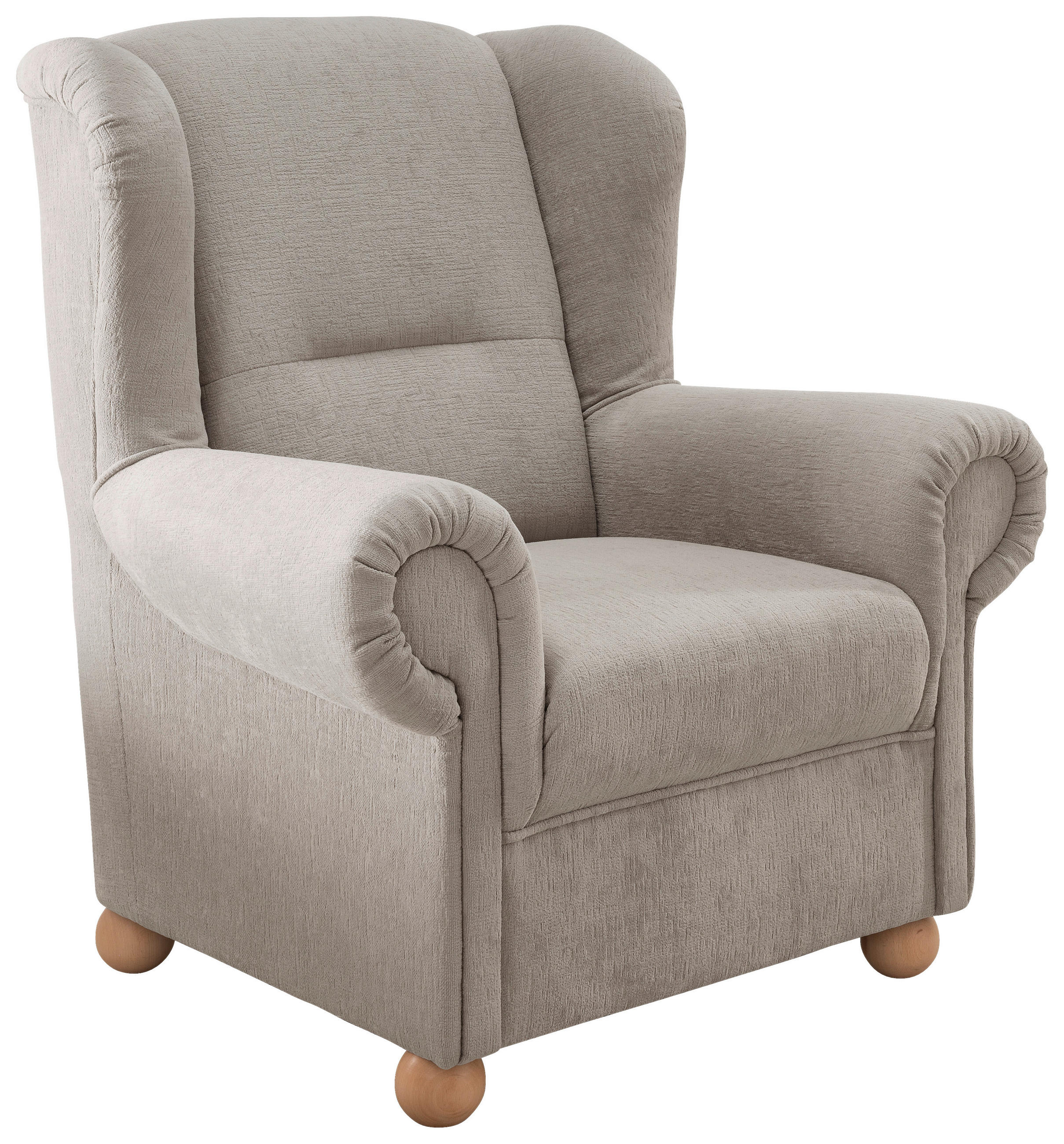 OHRENSESSEL Torello Mikrofaser Taupe  - Taupe/Wildeiche, KONVENTIONELL, Holz/Textil (92/102/89cm) - Livetastic