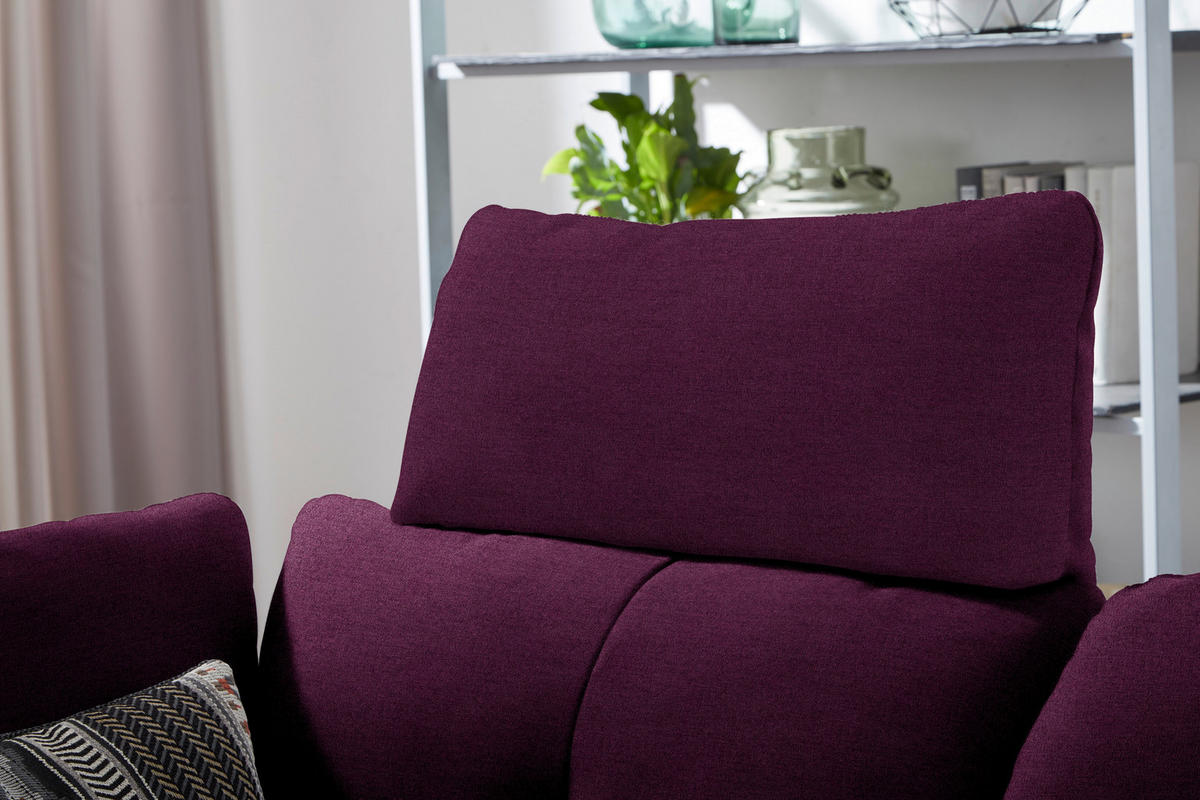 ECKSOFA in Flachgewebe Violett  - Violett/Schwarz, Design, Textil/Metall (344/157cm) - Chilliano