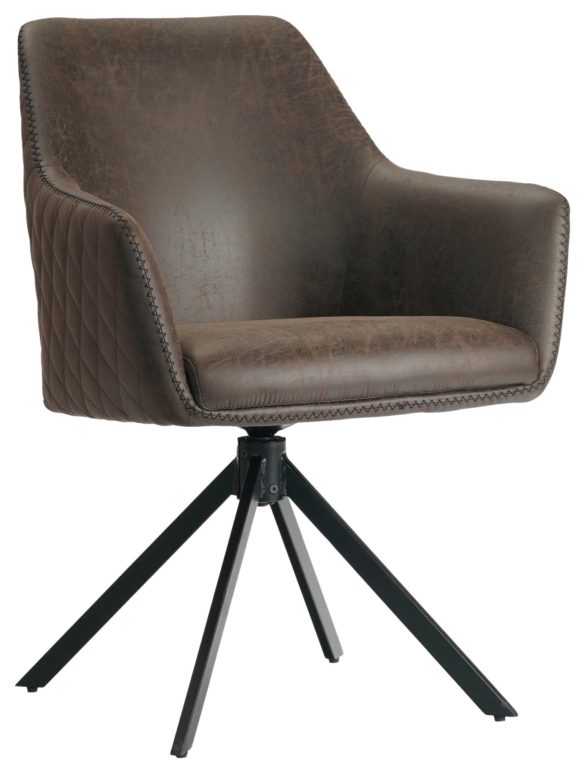 ARMLEHNSTUHL  in Eisen Mikrofaser  - Schwarz/Braun, Design, Textil/Metall (64/83/61cm) - Ambia Home