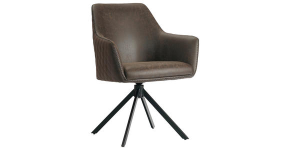 ARMLEHNSTUHL  in Eisen Mikrofaser  - Schwarz/Braun, Design, Textil/Metall (64/83/61cm) - Ambia Home