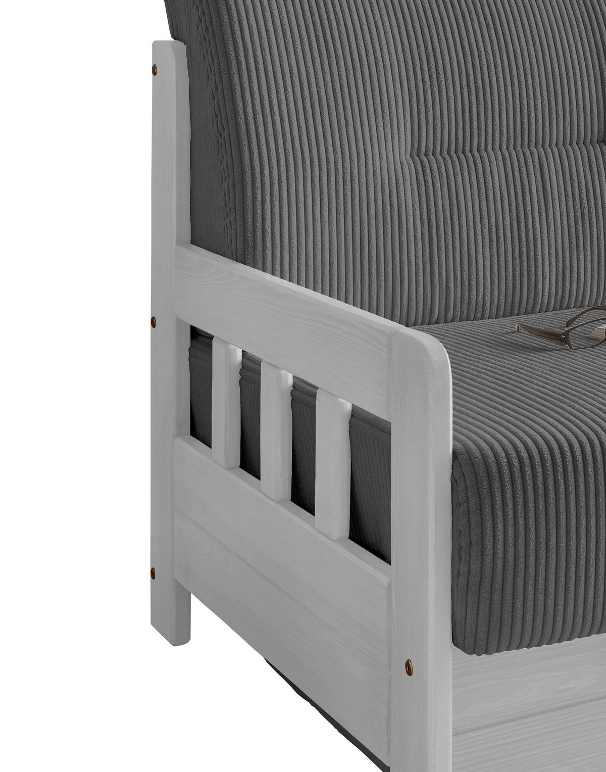 SCHLAFSOFA Cord Grau  - Weiß/Grau, MODERN, Holz/Textil (154/88/90cm) - Livetastic