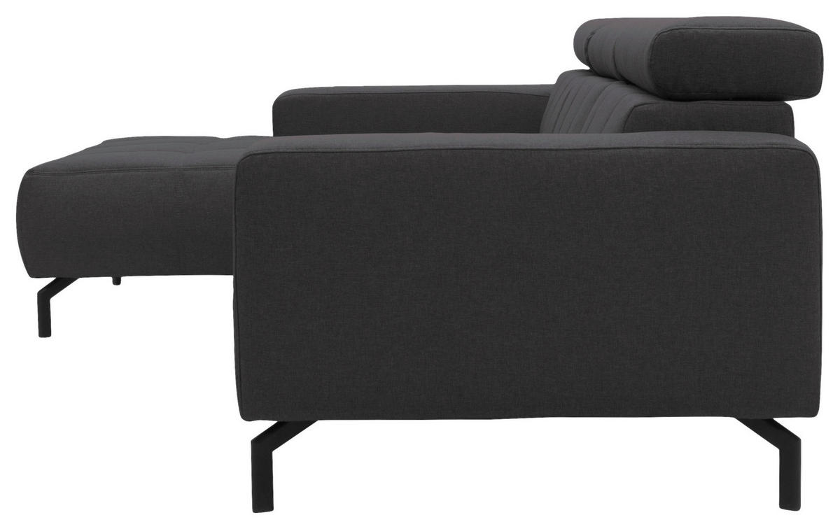 ECKSOFA Braun, Schwarz Webstoff  - Schwarz/Braun, Design, Textil/Metall (175/292cm) - MID.YOU