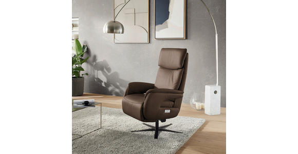 RELAXSESSEL in Leder Braun  - Schwarz/Braun, Design, Leder/Metall (70/117/85cm) - Dieter Knoll