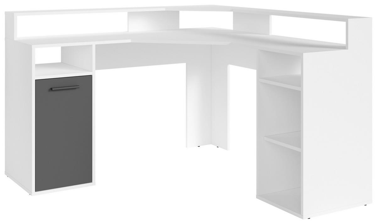 ECKSCHREIBTISCH 139/139/90 cm  in Anthrazit, Weiß  - Anthrazit/Weiß, KONVENTIONELL, Holzwerkstoff/Kunststoff (139/139/90cm) - MID.YOU