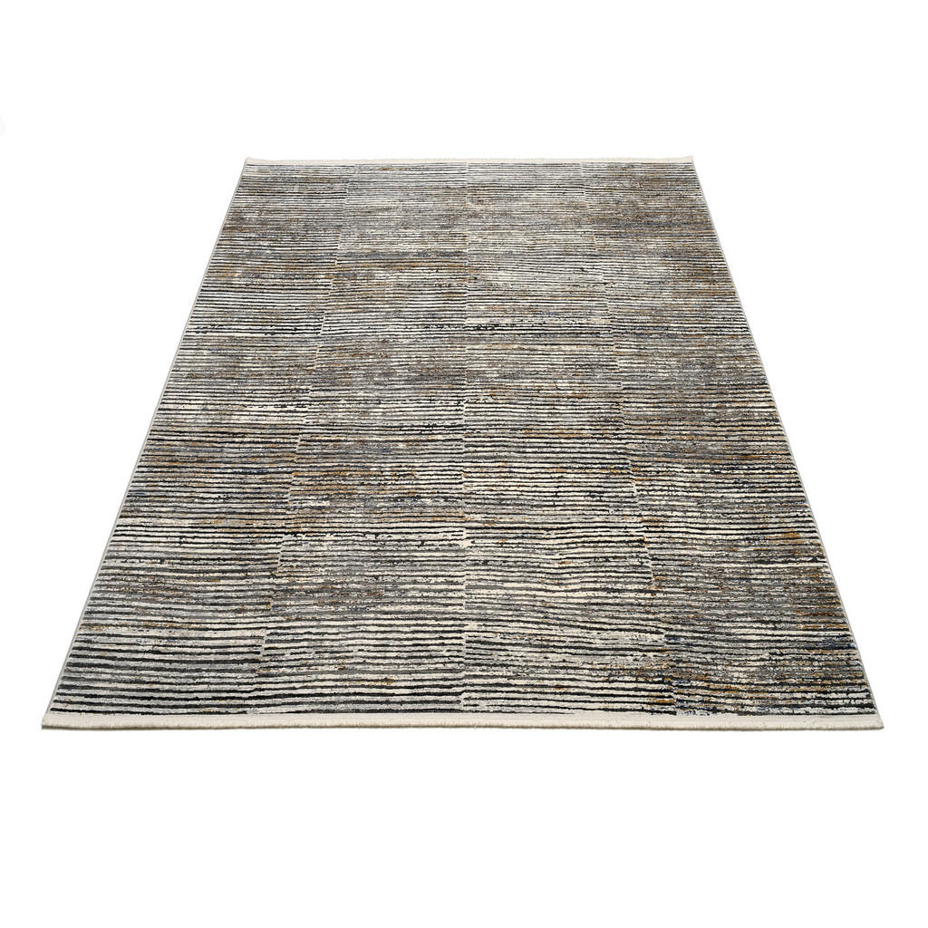 Thumbnail - Musterring Webteppich Colorado Stripe, Schwarz, Beige, Textil, Abstraktes, rechteckig, 80x150 cm, Care & Fair, Oeko-Tex®...