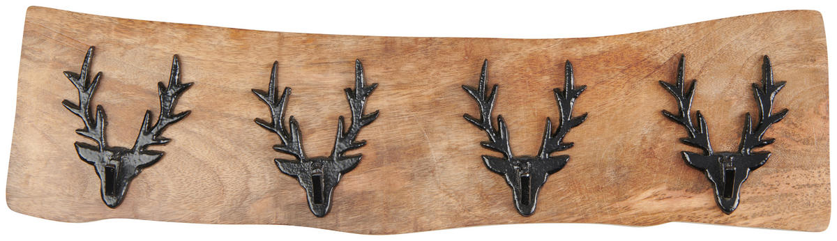 GARDEROBENLEISTE  in Mangoholz Schwarz, Naturfarben  - Schwarz/Naturfarben, Trend, Holz/Metall (4,5/50/14,5cm)