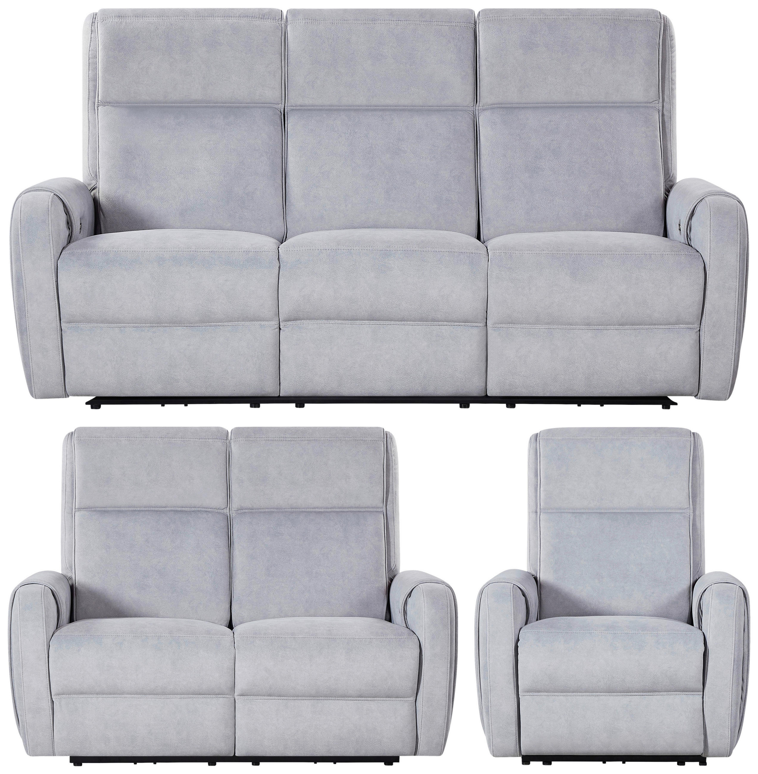 SITZGARNITUR Mikrofaser Grau  - Schwarz/Grau, Design, Kunststoff/Textil - Livetastic