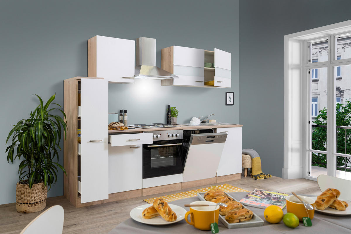 MODULKÖK 250 cm   i vit  - stålfärgad/vit, Basics, metall/trämaterial (250cm) - Respekta