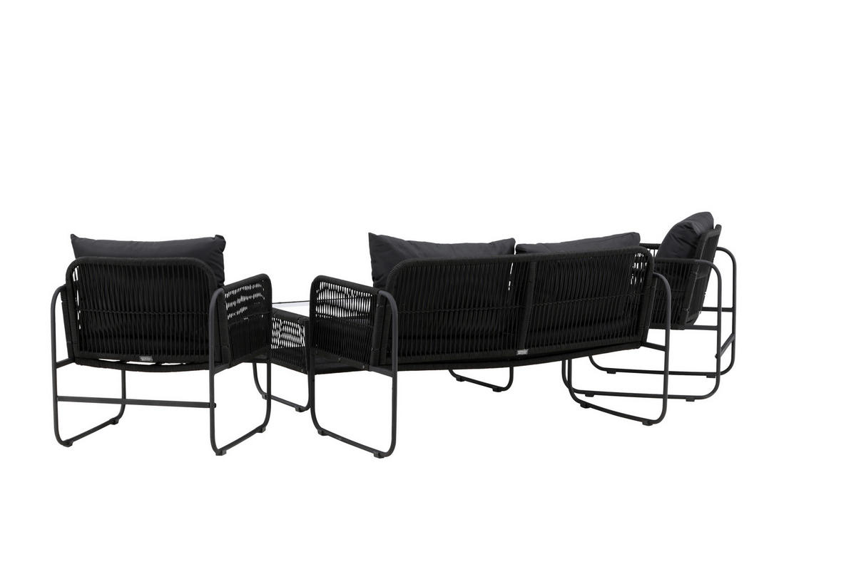 LOUNGEGRUPP 4 delar  - svart, Klassisk, metall/textil - Gardenson