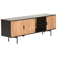 LOWBOARD  in 175/60/40 cm  - Schwarz/Akaziefarben, KONVENTIONELL, Glas/Holz (175/60/40cm) - Livetastic