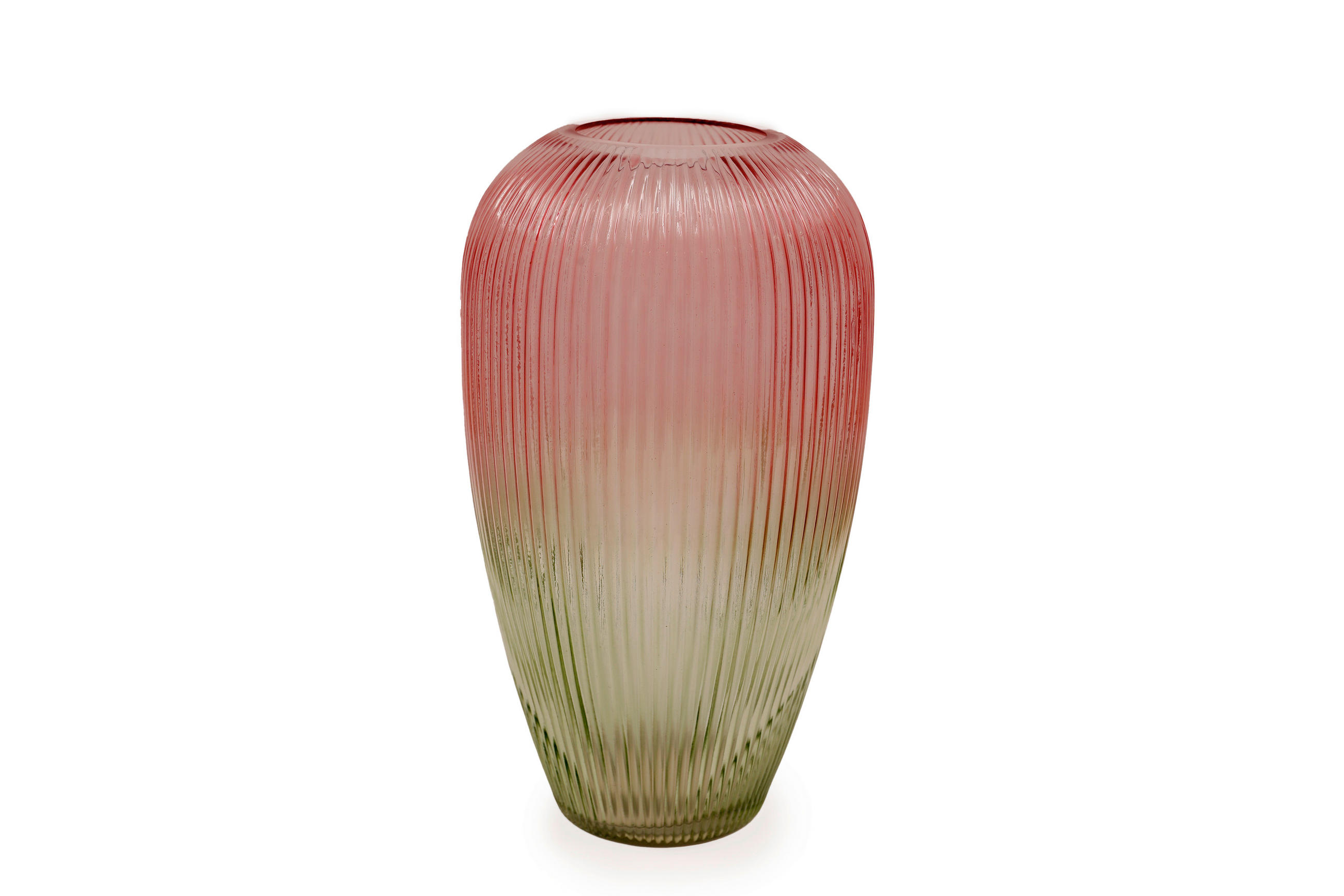 VÁZA, sklo, 30 cm - pink/zelená, Basics, sklo (17.5/17.5/30cm)