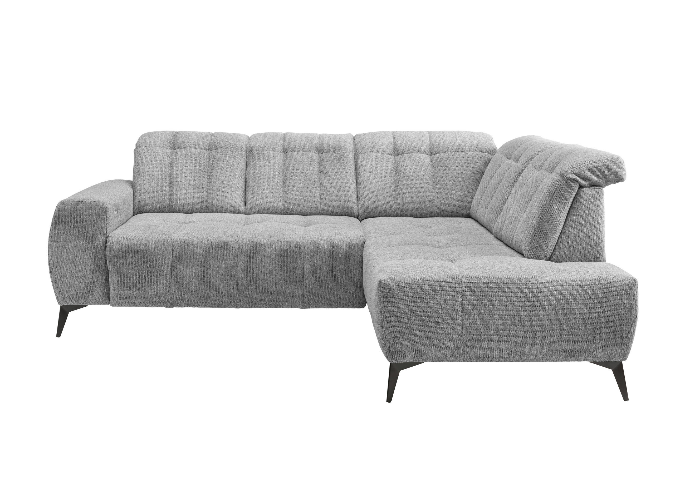 ECKSOFA in Chenille Silberfarben - Silberfarben/Schwarz, Modern, Textil/Metall (261/200cm) - Livetastic