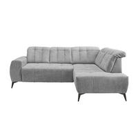 ECKSOFA in Chenille Silberfarben  - Silberfarben/Schwarz, Modern, Textil/Metall (261/200cm) - Livetastic
