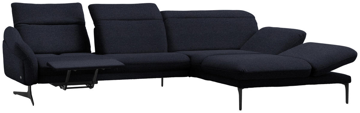 ECKSOFA in Webstoff Dunkelblau  - Anthrazit/Dunkelblau, Design, Textil/Metall (299/203cm) - Himolla