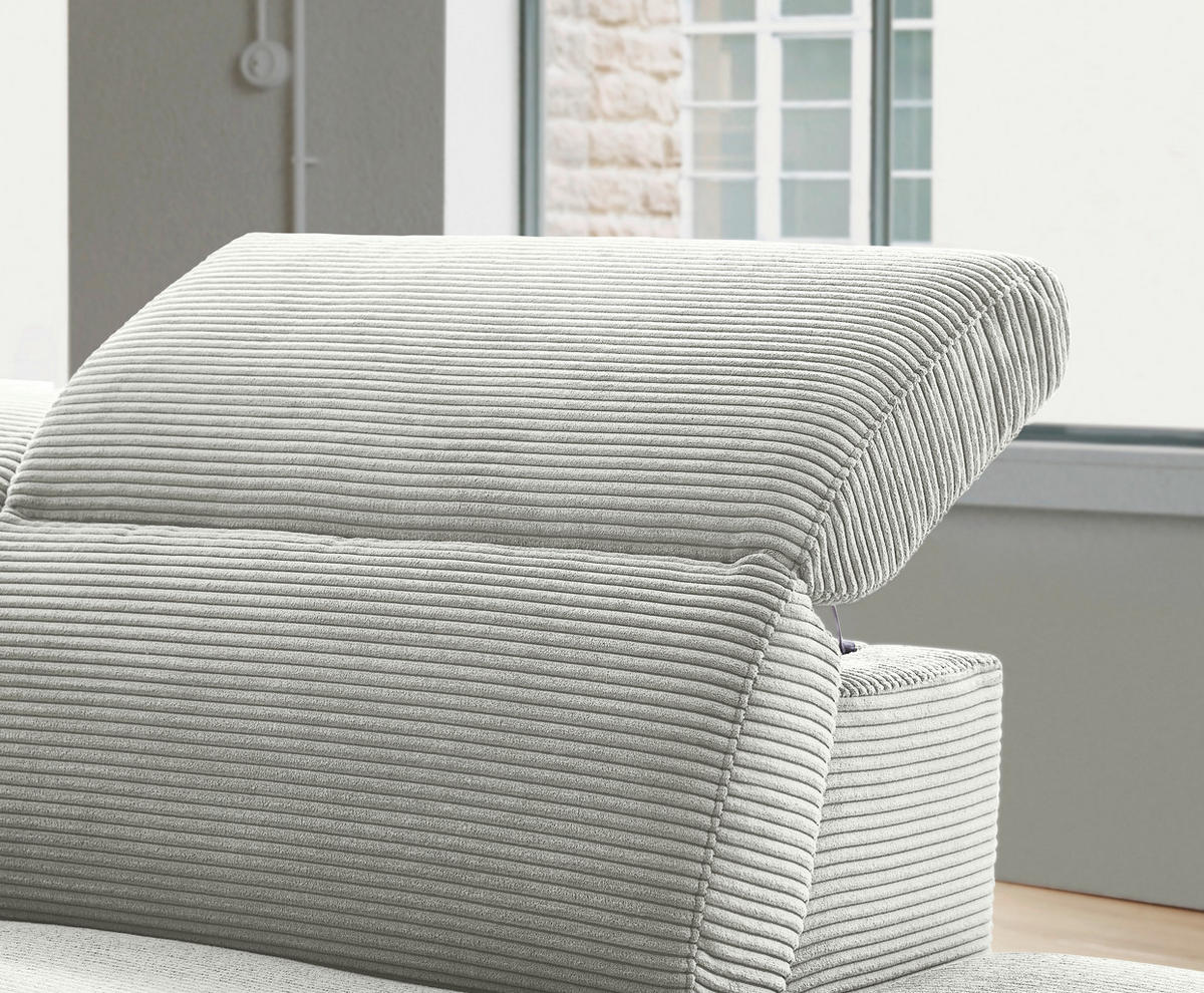 ECKSOFA in Cord Hellgrau  - Hellgrau/Schwarz, Design, Textil (290/223cm) - Pure Home Lifestyle