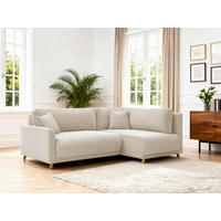 ECKSOFA MILOS Creme Cord Rückenkissen, Bettkasten, Schlaffunktion, Rücken echt  - Creme/Naturfarben, Design, Textil (224/148cm) - P & B