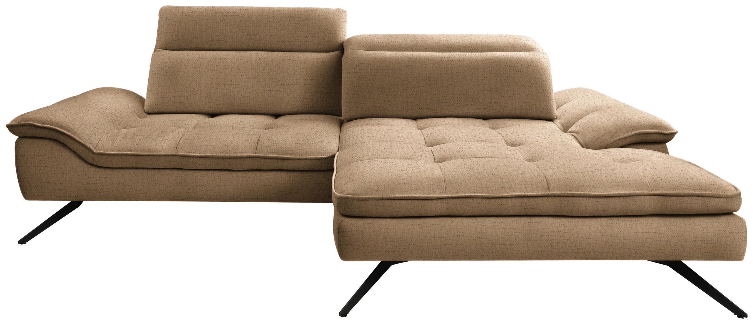 ECKSOFA in Chenille Rostfarben  - Rostfarben/Schwarz, Design, Textil/Metall (288/179-202cm) - Stylife
