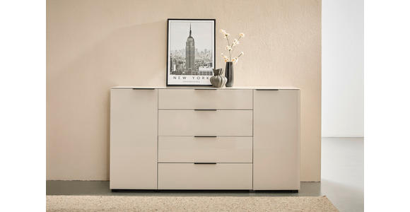 SIDEBOARD  180/99,7/42 cm 4 Schublade(n)  - Kaschmir/Schwarz, Design, Glas/Holzwerkstoff (180/99,7/42cm) - Novel