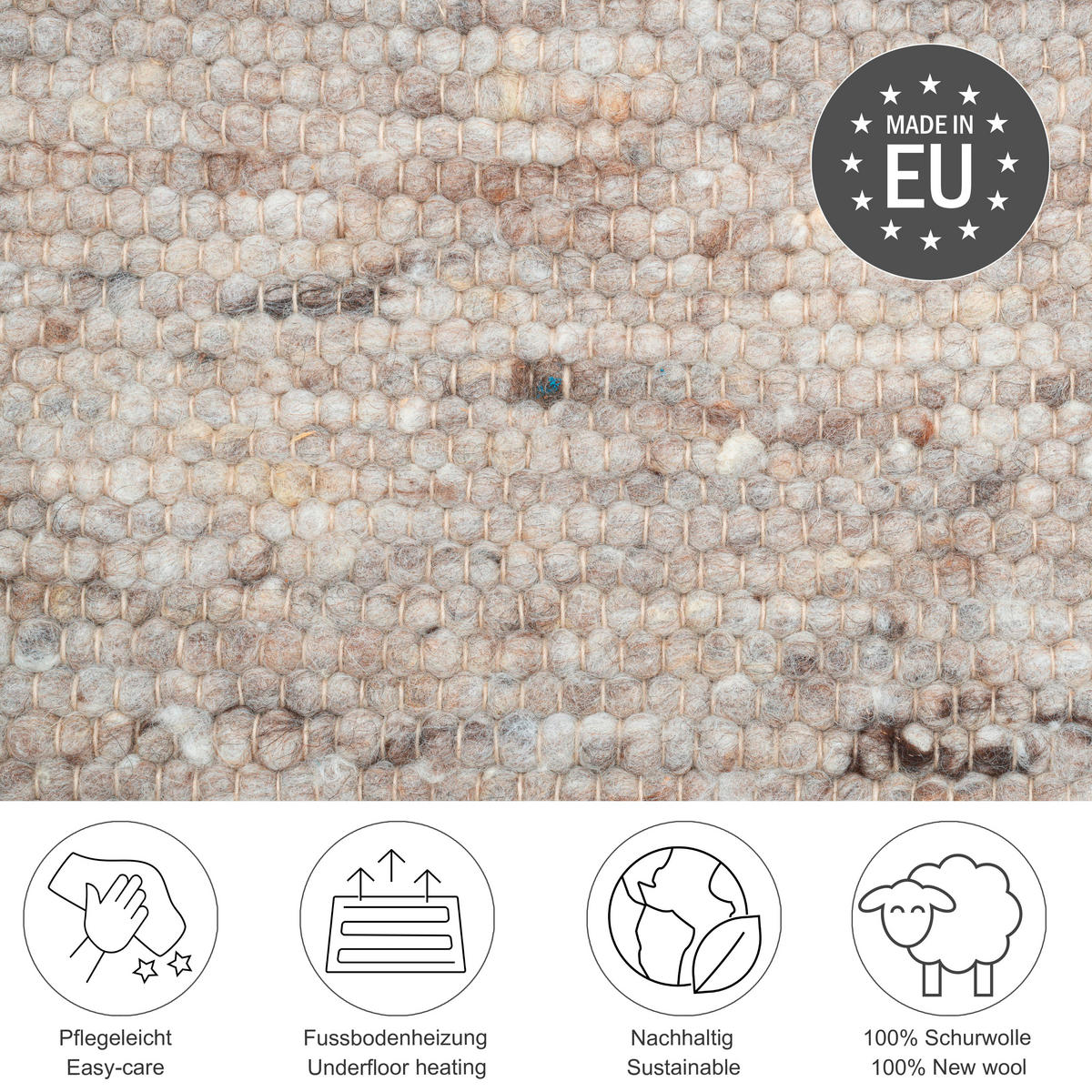 HANDWEBTEPPICH 120/180 cm Alm Glück Sandfarben  - Sandfarben, Basics, Textil (120/180cm) - Tom Tailor
