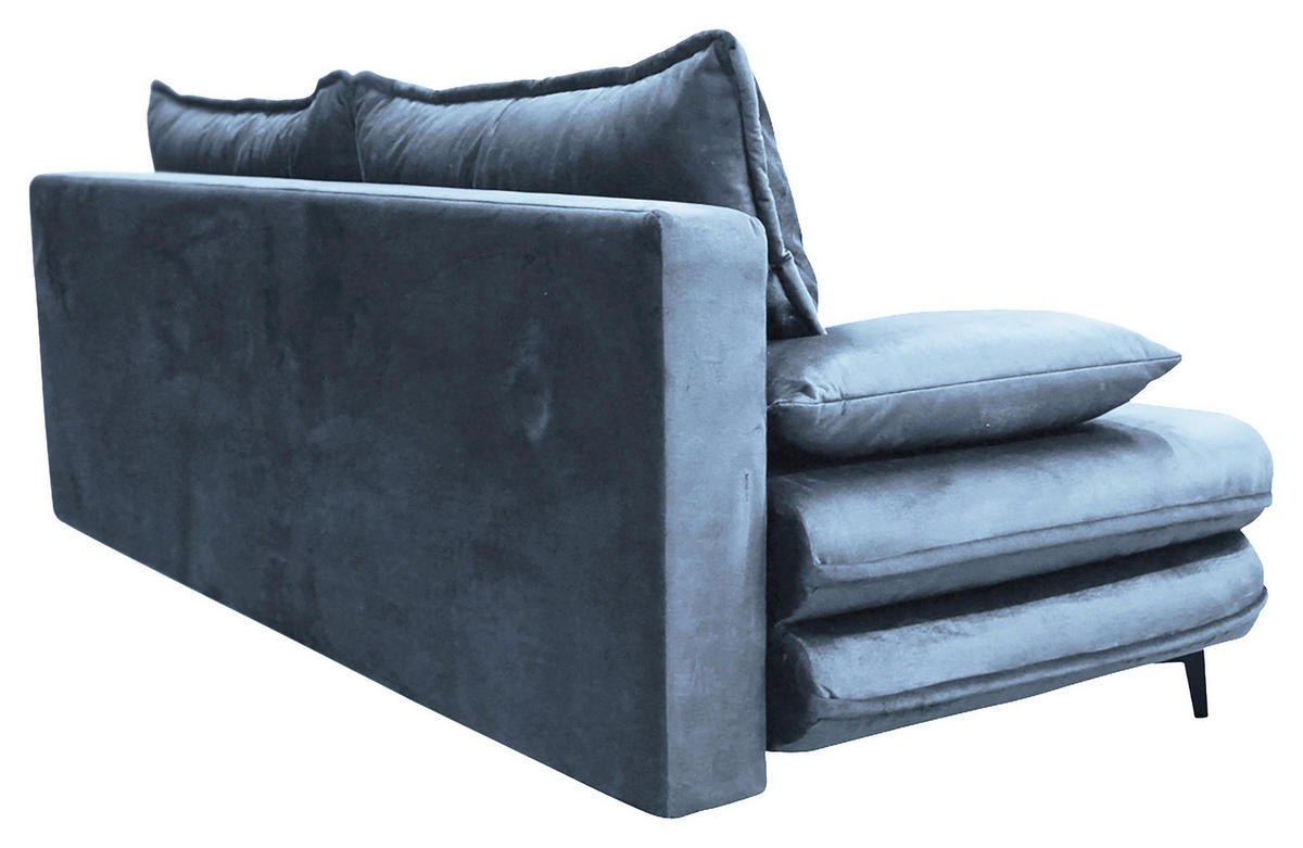 SCHLAFSOFA  mit Velours Hellblau  - Schwarz/Hellblau, Design, Kunststoff/Textil (217/73/86/106cm) - MID.YOU