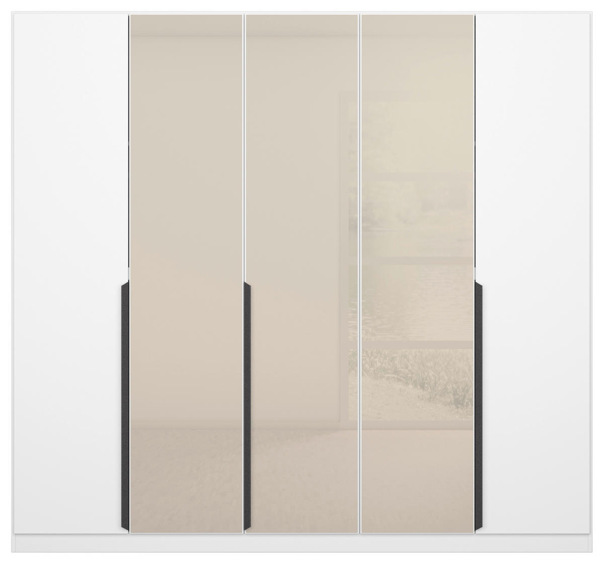 DREHTÜRENSCHRANK in Weiss, Champagner  - Weiss/Champagner, Modern, Glas/Holzwerkstoff (225/210/54cm) - Rauch Möbel