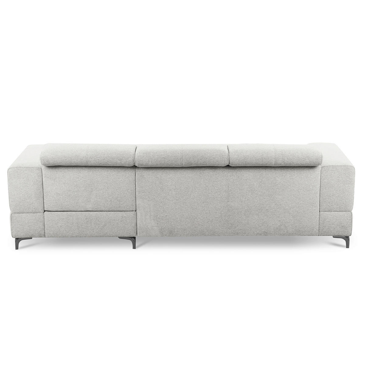 ECKSOFA TORINO Hellgrau Chenille Bettkasten, Kopfteilverstellung  - Schwarzchrom/Hellgrau, Design, Textil/Metall (247/173cm) - Livetastic