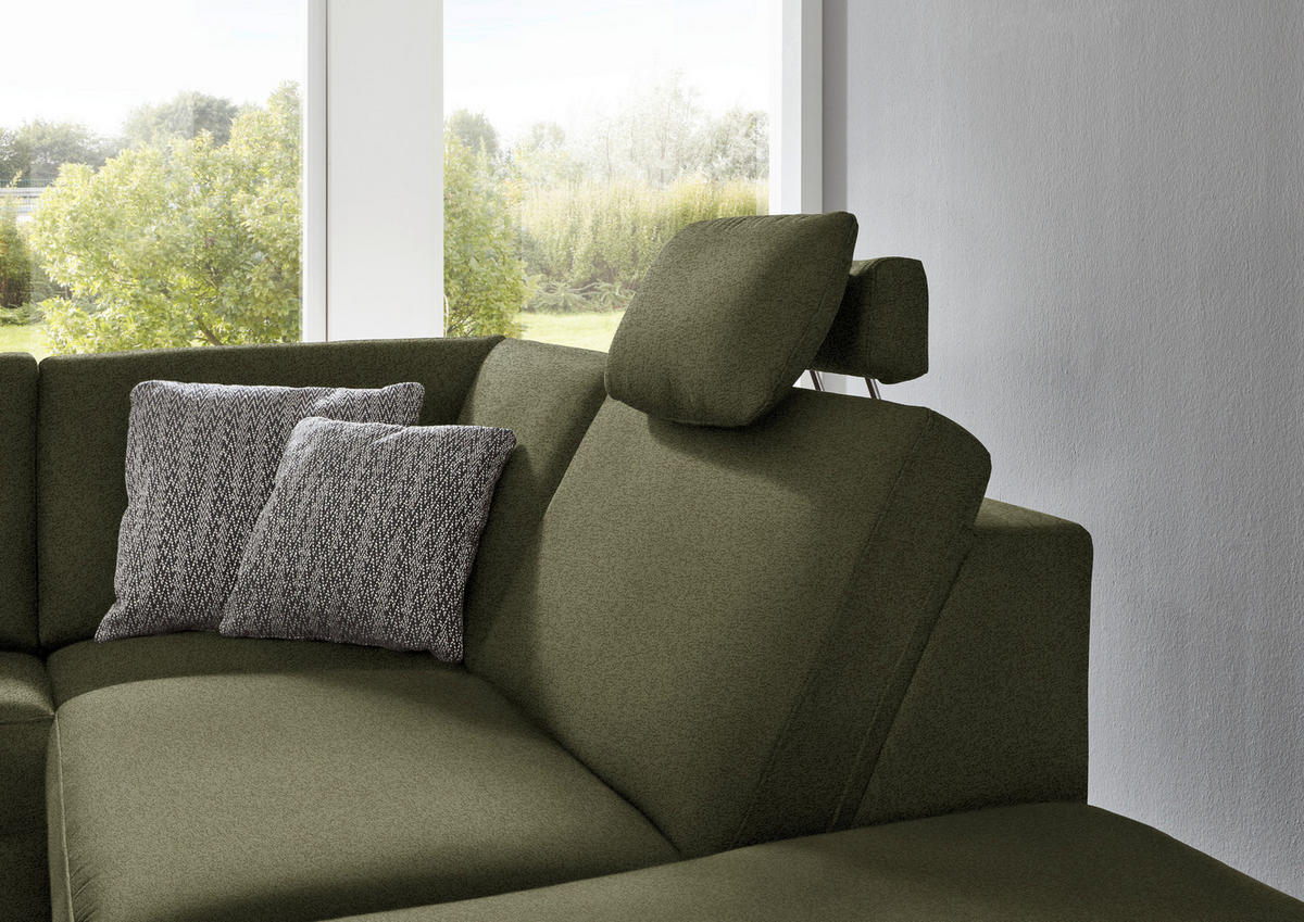 ECKSOFA in Mikrofaser Dunkelgrün  - Dunkelgrün/Alufarben, Design, Textil/Metall (275/242cm) - Dieter Knoll
