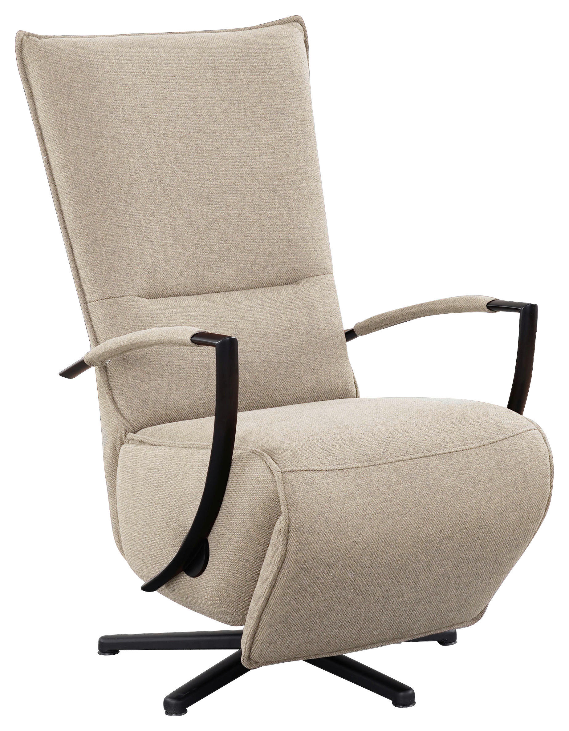 RELAXSESSEL Webstoff, Flachgewebe Relaxfunktion    - Beige/Schwarz, Design, Textil/Metall (66/110-114/84cm) - Moderano