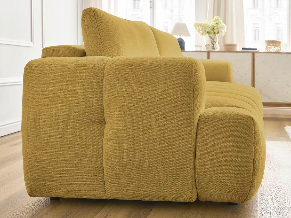 SCHLAFSOFA FUJI Leinenoptik Gelb  inkl.  - Gelb/Schwarz, MODERN, Kunststoff/Textil (251/113/88cm)